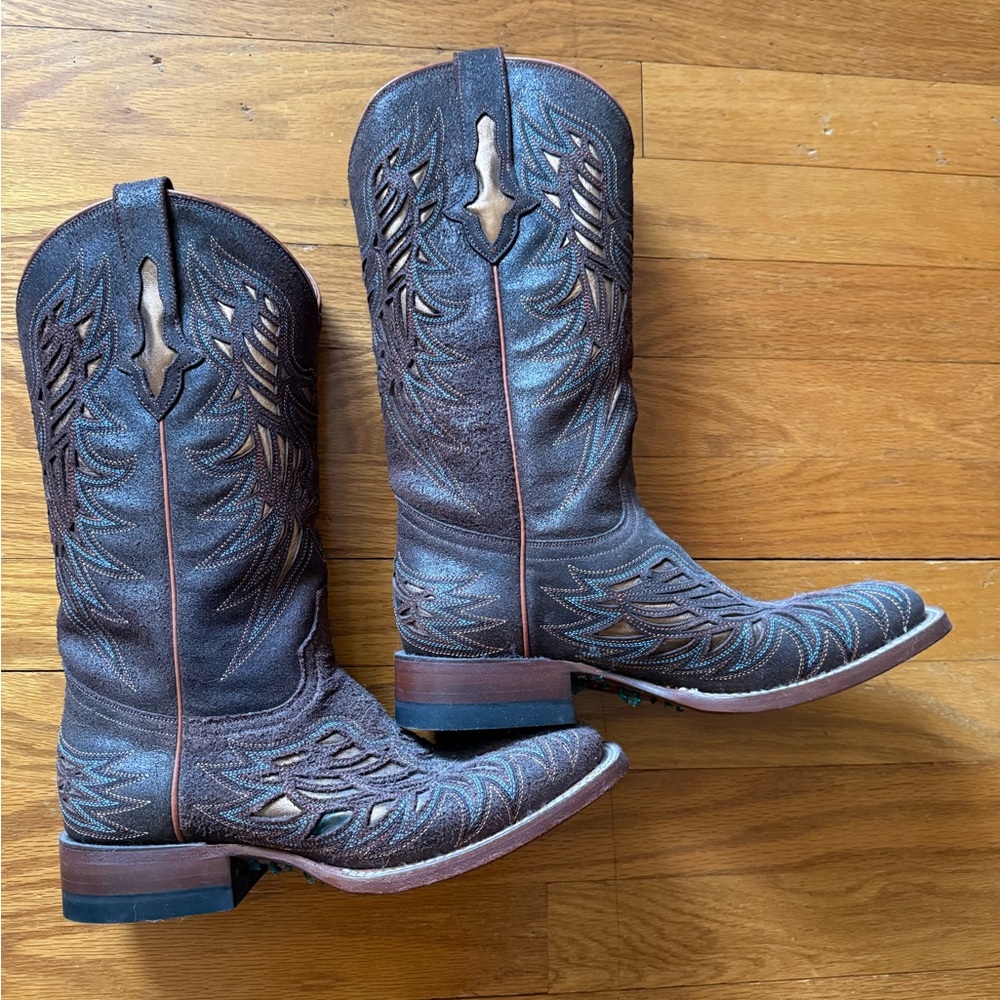 Lucchese Dark Brown Leather Boots - Picture 3 of 16